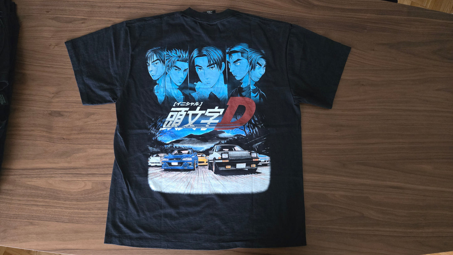 INITIAL D - Modern Vintage Anime Shirt - XL - Black, Single Stitch Double Sided