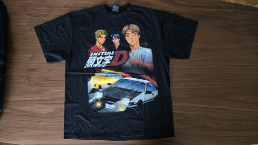 INITIAL D - Modern Vintage  Anime Shirt - XL - Black, Single Stitch Double Sided
