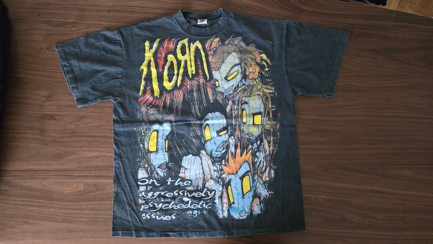 VTG KoRn. 1999 AGRESSIVELY PSYCHOTIC ISSUES t shirt AOP all over print XL