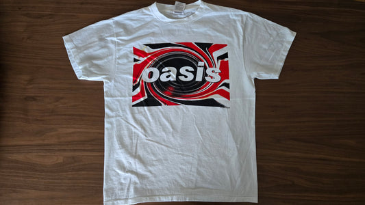 Oasis "On Tour" Tee w/ "Familiar to Millions" Graphic Era - modern tribute piece. Large