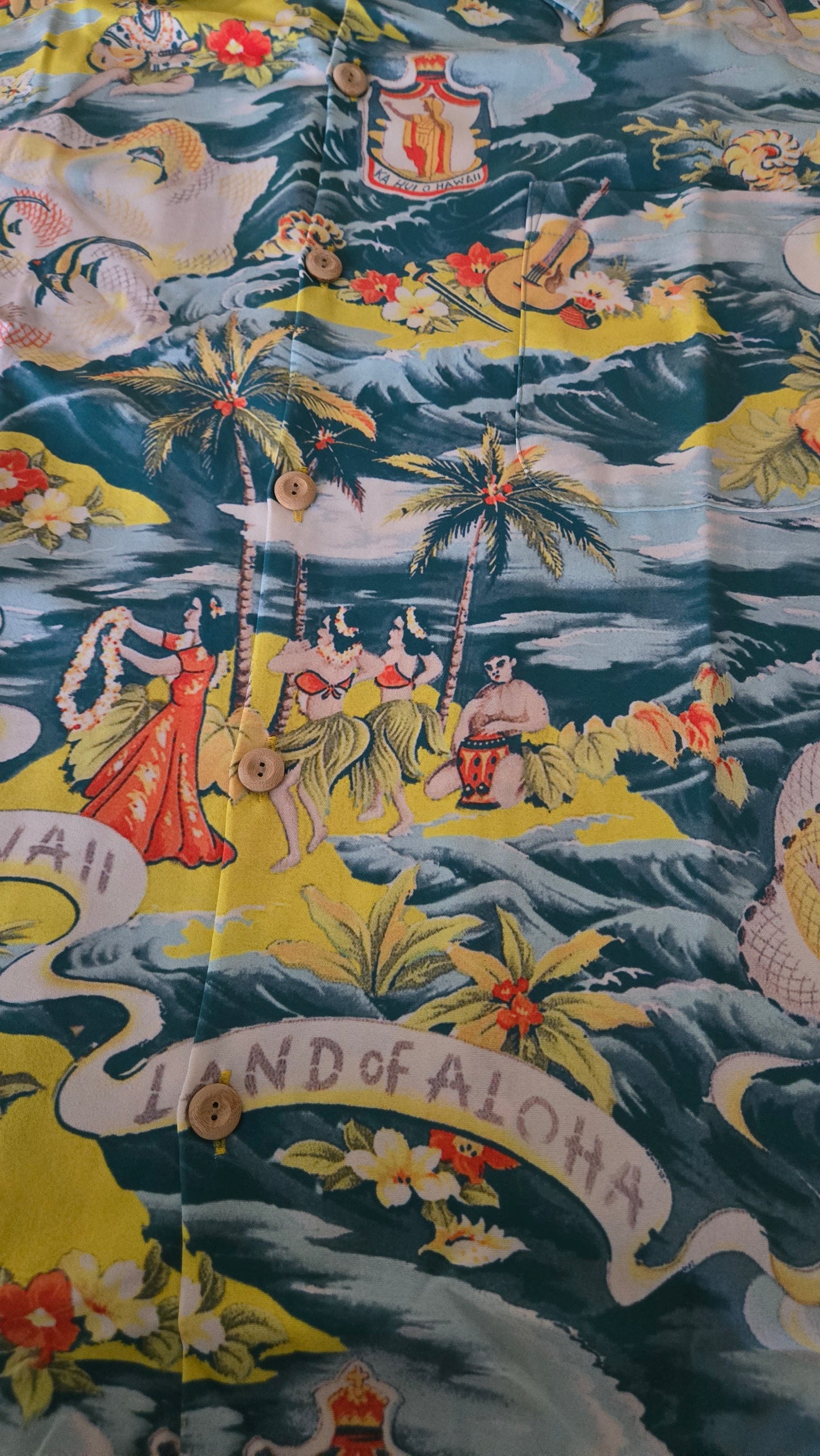 Vintage Kahanamoku - Hawaiian Land of Aloha Shirt - Mens Size XL - Navy Blue