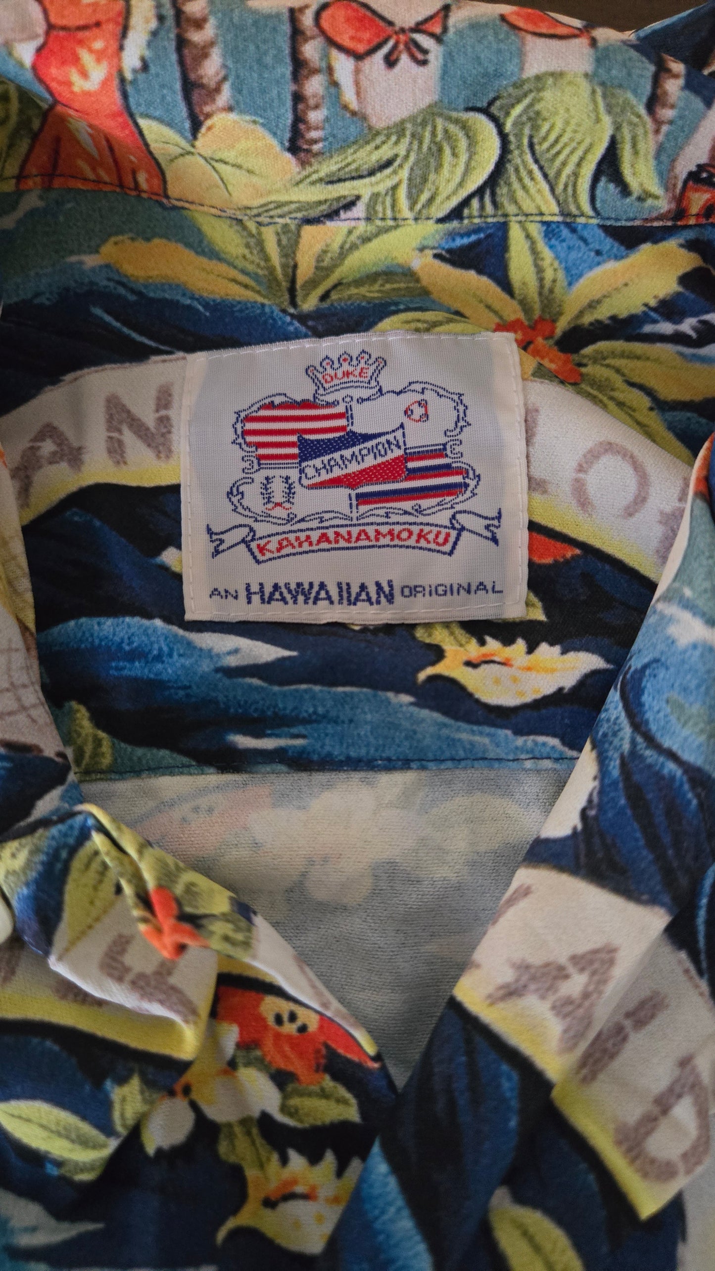 Vintage Kahanamoku - Hawaiian Land of Aloha Shirt - Mens Size XL - Navy Blue